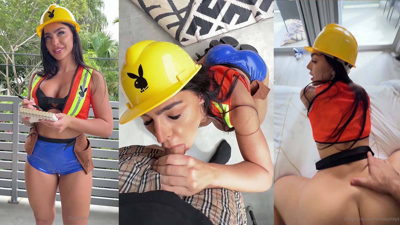 Emily Rinaudo Sexy Construction Worker Loves Cumshot