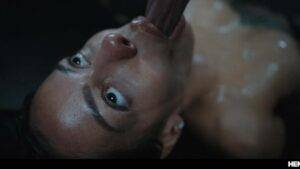 Canela Skin in a dark room during an explicit tentacle fantasy scene